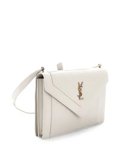 Pre-owned Saint Laurent Gaby Envelope Satchel Quilted Leather Crossbody Bag In Neutral