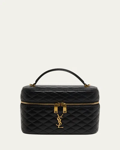 Saint Laurent Gaby Large Ysl Vanity Bag In Quilted Leather In Black
