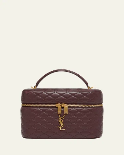 Saint Laurent Gaby Large Ysl Vanity Bag In Quilted Leather In Brown