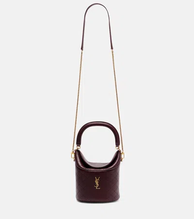 Saint Laurent Gaby Leather Bucket Bag In Burgundy