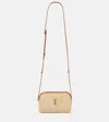 Saint Laurent Gaby Leather-trimmed Raffia Shoulder Bag In Neutrals