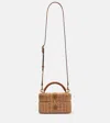Saint Laurent Gaby Leather-trimmed Wicker Vanity Bag In Sand