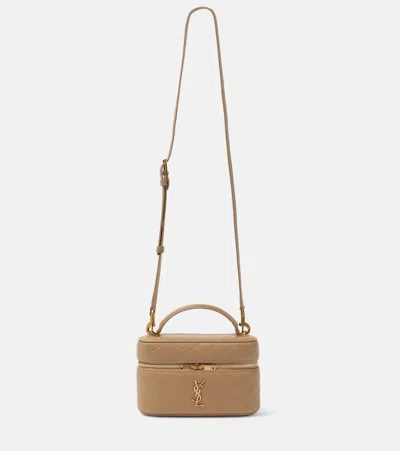 Saint Laurent Gaby Leather Vanity Bag In Brown