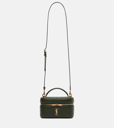 Saint Laurent Gaby Leather Vanity Bag In Green