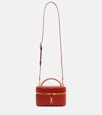 Saint Laurent Gaby Leather Vanity Bag In Orange