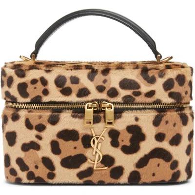 Saint Laurent Gaby Leopard Print Genuine Calf Hair Vanity Bag In Animal Print