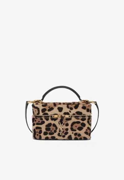 Saint Laurent Gaby Leopard Print Pony Leather Vanity Bag In Animal Print