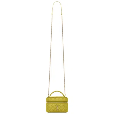 Pre-owned Saint Laurent Gaby Micro Vanity Bag In Lambskin 'chartreuse Green' | Women's Size Onesize