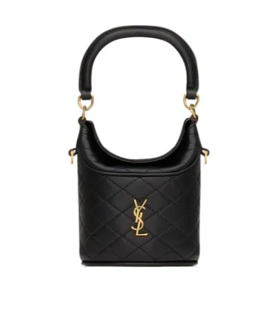 Saint Laurent Gaby Mini Bucket In Lambskin In Black