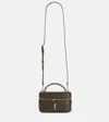 Saint Laurent Gabby Mini Vanity Case In Quilted Leather With Gold Hardware In Light Musk