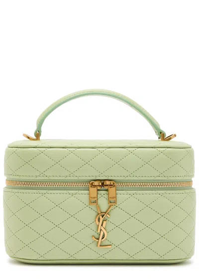 Saint Laurent Gaby Mini Quilted Leather Top Handle Bag In Green