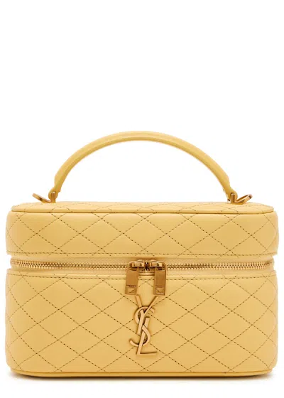 Saint Laurent Gaby Mini Quilted Leather Top Handle Bag In Yellow