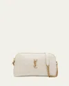 Saint Laurent Gaby Mini Ysl Crossbody Bag In Quilted Leather In Blanc Vintage