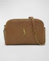 Saint Laurent Gaby Mini Ysl Crossbody Bag In Quilted Leather In Dark Cork