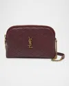 Saint Laurent Gaby Mini Ysl Crossbody Bag In Quilted Leather In Rouge Cabernet