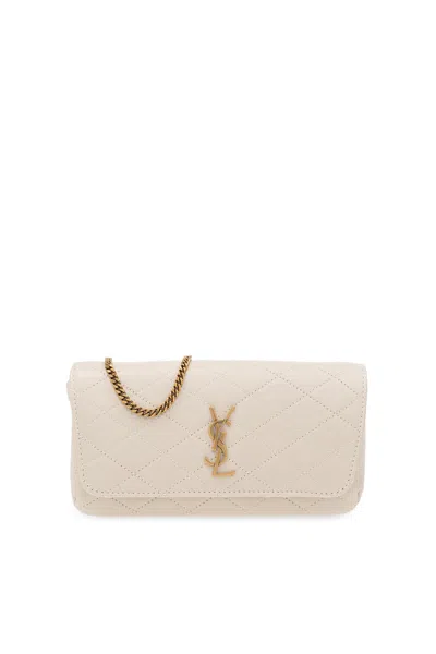 Saint Laurent Gaby Phone Holder In Neutral