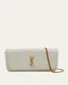Saint Laurent Gaby Phone Holder Ysl Crossbody Bag In Quilted Smooth Leather In Crema Soft