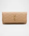 Saint Laurent Gaby Phone Holder Ysl Crossbody Bag In Quilted Smooth Leather In Dark Toffee