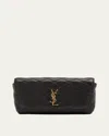 Saint Laurent Gaby Phone Holder Ysl Crossbody Bag In Quilted Smooth Leather In Nero