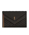 Saint Laurent Gaby Quilted Envelope Clutch Bag In Black