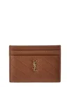 Saint Laurent Gaby Quilted Leather Card Case In Brown