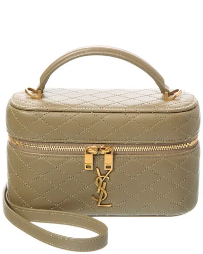 Saint Laurent Gaby Quilted Leather Vanity Bag In Neutral