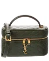 Saint Laurent Gaby Quilted Leather Vanity Bag In Green