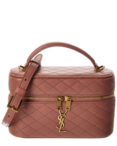 Saint Laurent Gaby Quilted Leather Vanity Bag In Pink