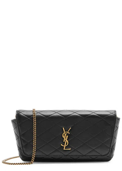 Saint Laurent Gaby Quilted Leather Wallet-on-chain In Black
