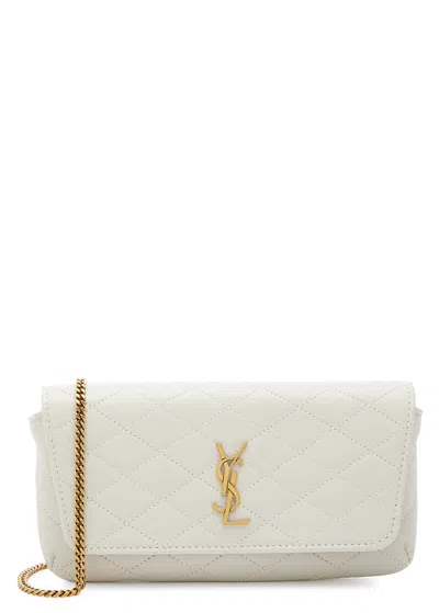 Saint Laurent Gaby Quilted Leather Wallet-on-chain In White