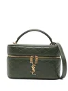 Saint Laurent Gaby Quilted Logo Mini Bag In Green