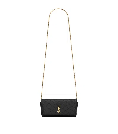 Saint Laurent Gaby Quilted Phone Holder In Black