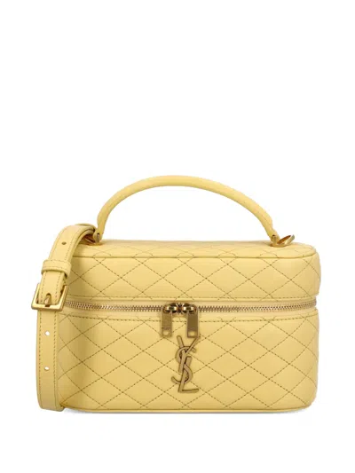 Saint Laurent Gaby Quilted Top-handle Vanity Bag In Yellow