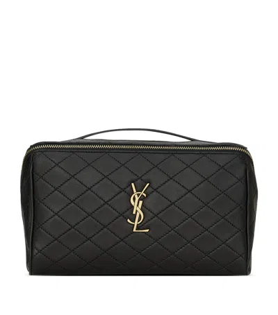 Saint Laurent Gaby Quilted Vanity Case In Black