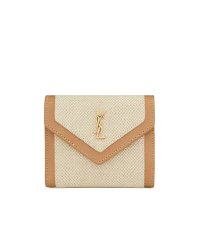 Saint Laurent Gaby Small Envelope Wallet In Nude
