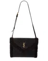 Saint Laurent Gaby Suede & Shearling Shoulder Bag In Black