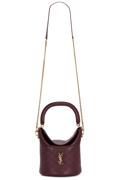 Saint Laurent Gaby Top Handle Bucket Bag In Burgundy