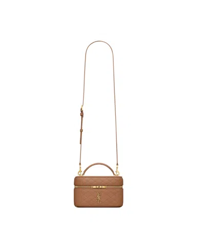 Saint Laurent Gaby Vanity Bag In Lambskin In Brown