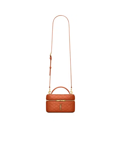 Saint Laurent Gaby Vanity Bag In Lambskin In Brown