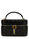 Saint Laurent Gabby Mini Vanity Case In Quilted Leather With Gold Hardware In Black