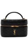 Saint Laurent Gabby Mini Vanity Case In Quilted Leather With Gold Hardware In Black