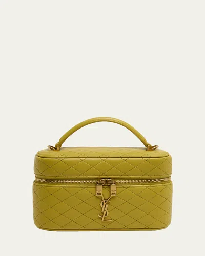 Saint Laurent Gaby Vanity Quilted Leather Bag In Green