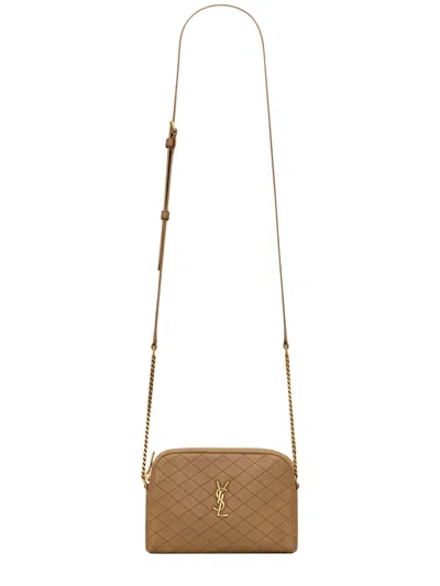 Saint Laurent Gaby Zipped Pouch In Brown