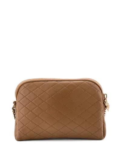 Pre-owned Saint Laurent Gaby Zipped Pouch Quilted Leather Crossbody Bag In Brown