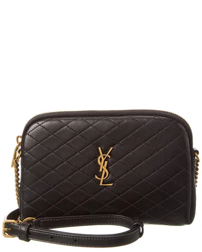 Saint Laurent Gaby Zipped Quilted Leather Crossbody In Animal Print