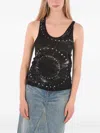 Saint Laurent Glittered Galaxy Tank Top In Black