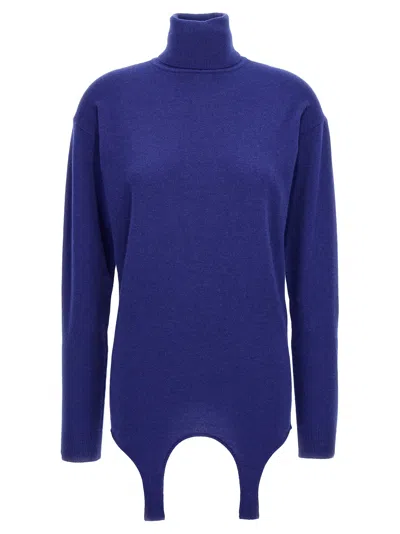 Saint Laurent Blue Garter Turtleneck Sweater In Cashmere Woman