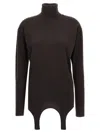 Saint Laurent Turtleneck Garter Sweater In Brown