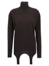 Saint Laurent Turtleneck Garter Sweater In Brown