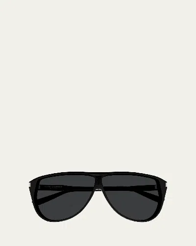 Saint Laurent Gaspar Acetate Aviator Sunglasses In Black